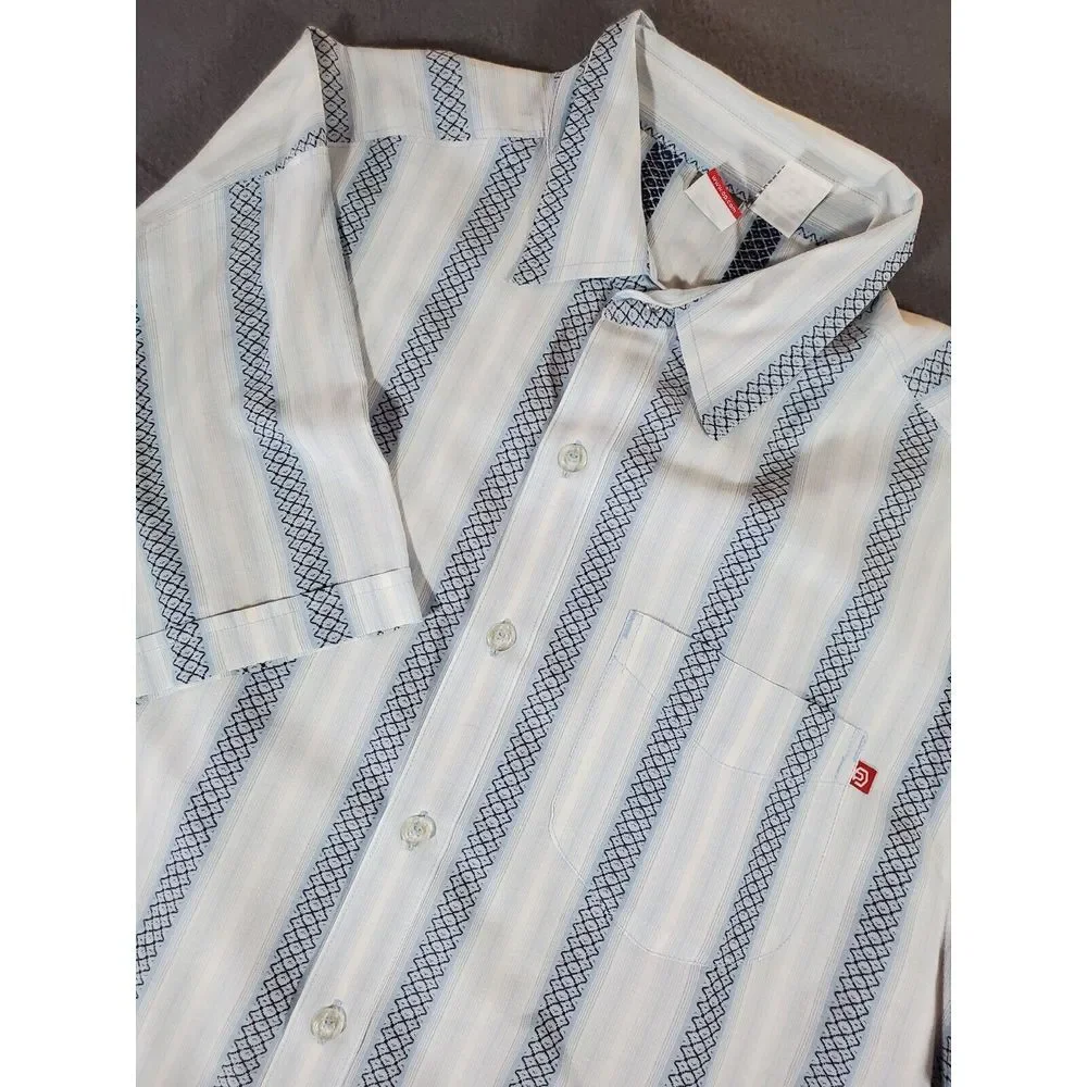 Ocean Pacific Mens Shirt Button Up S/S M Cotton & Polyester All Over Pattern